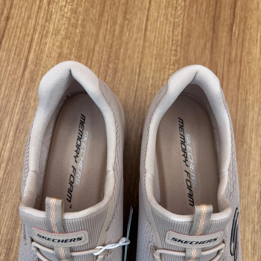 Skechers Summits Summer Blush Women 9.5 Taupe Peach Bungee Memory Foam NEW